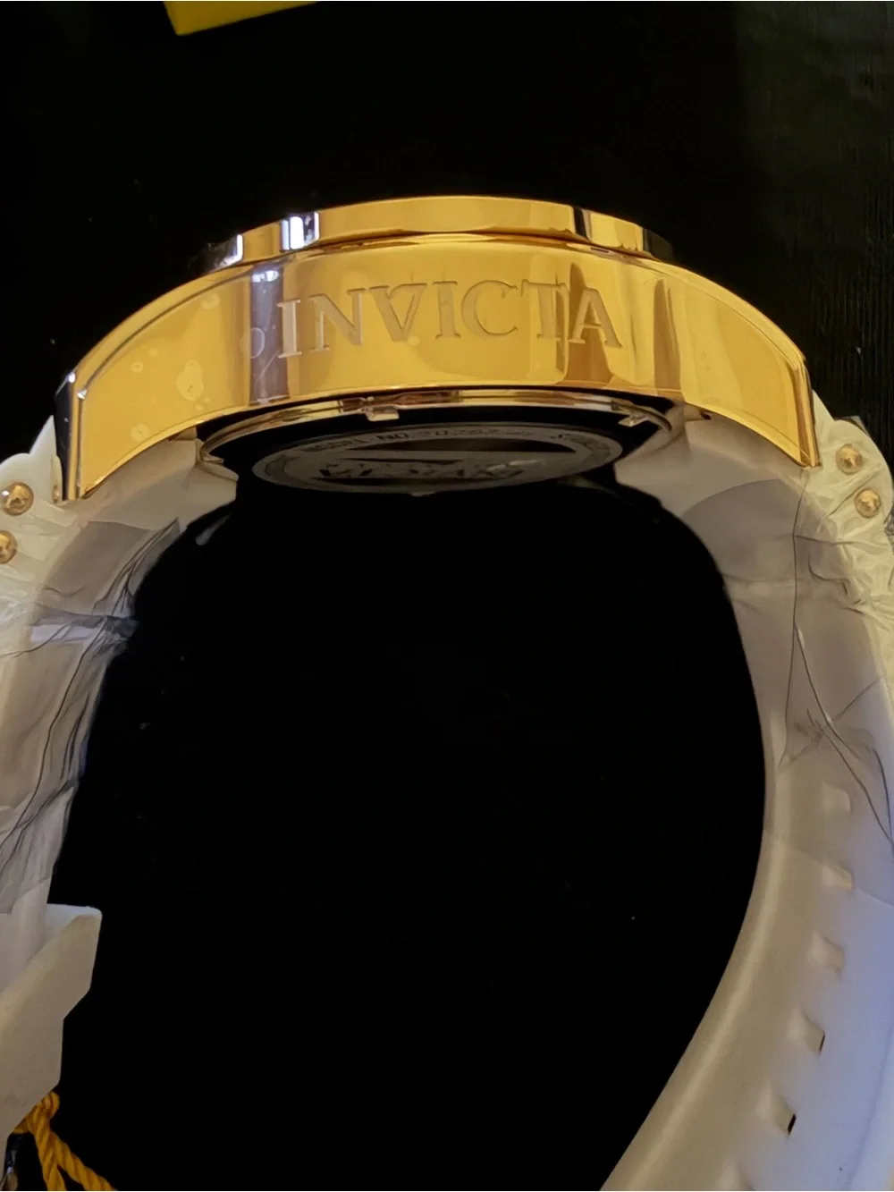Invicta Gold and White Men's Chronograph Watch with Blue Bezel
